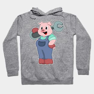 Pig as Mechanic with Wrench Hoodie